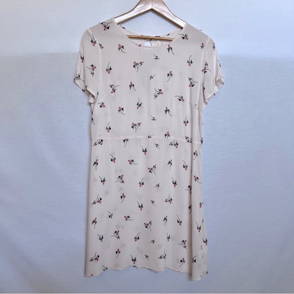 NWT Free People Cream Rosebud Floral Sundress Short Sleeve Crew Neck